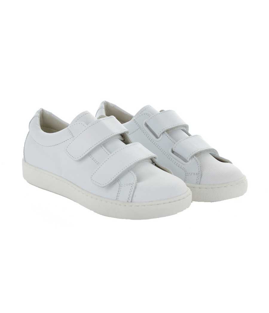 Zapato colegial en piel blanco |Manuela de Juan
