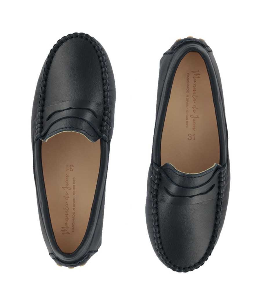 Moccasin Ishi blue leather| Manuela de Juan