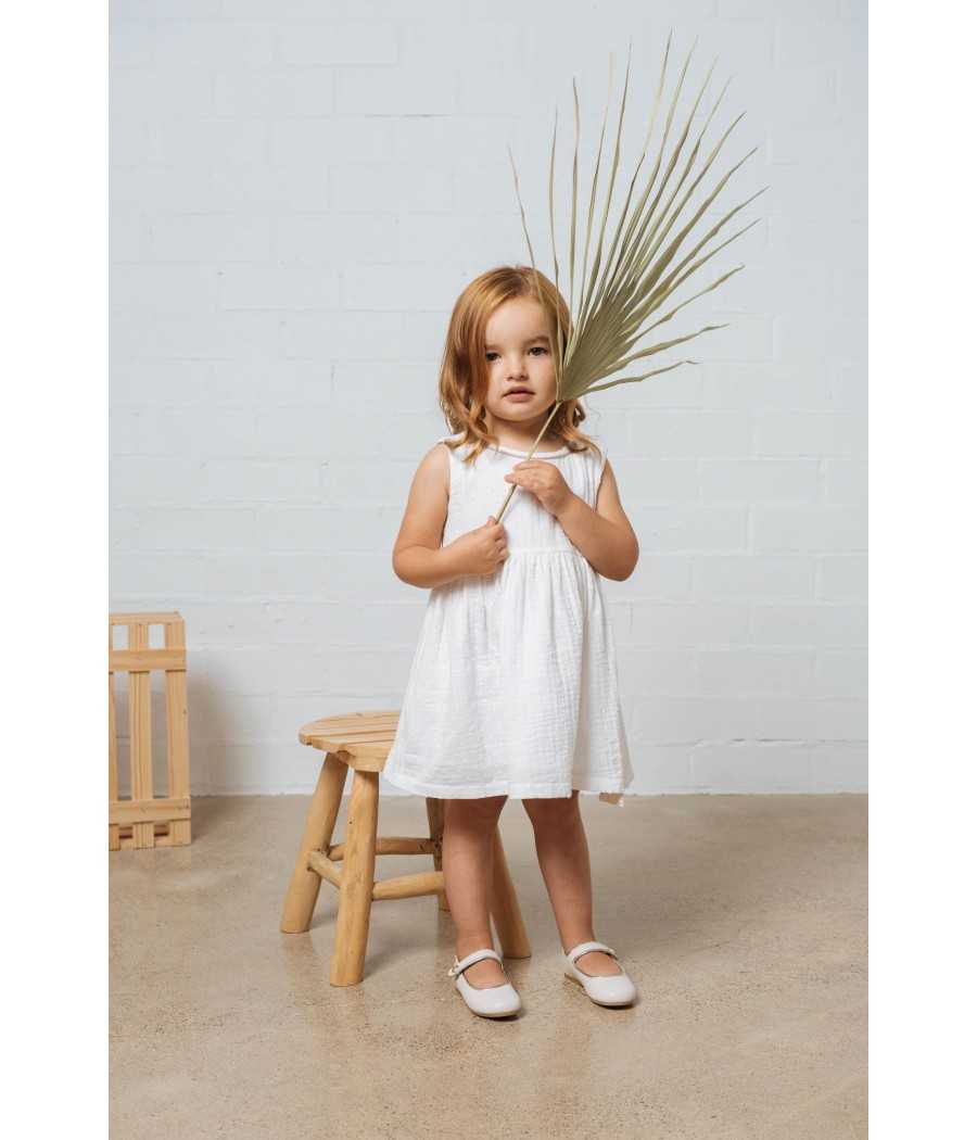 Vestido Bayi blanco| Manuela de Juan - fabricado a mano en España
