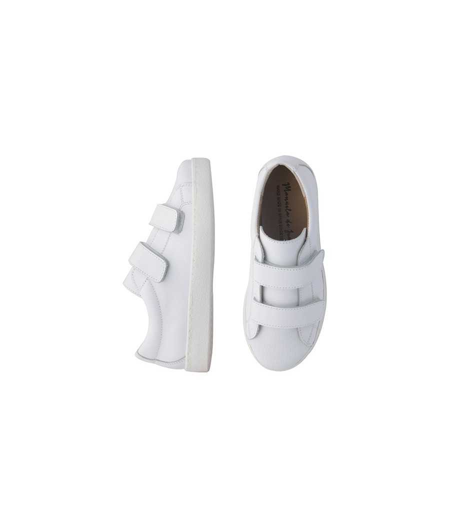 Zapato colegial en piel blanco |Manuela de Juan