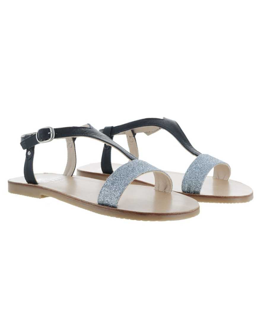 Sandal Eolios blue leather with glitter I Manuela de juan Sandal Eolios blue leather with glitter I Manuela de juan