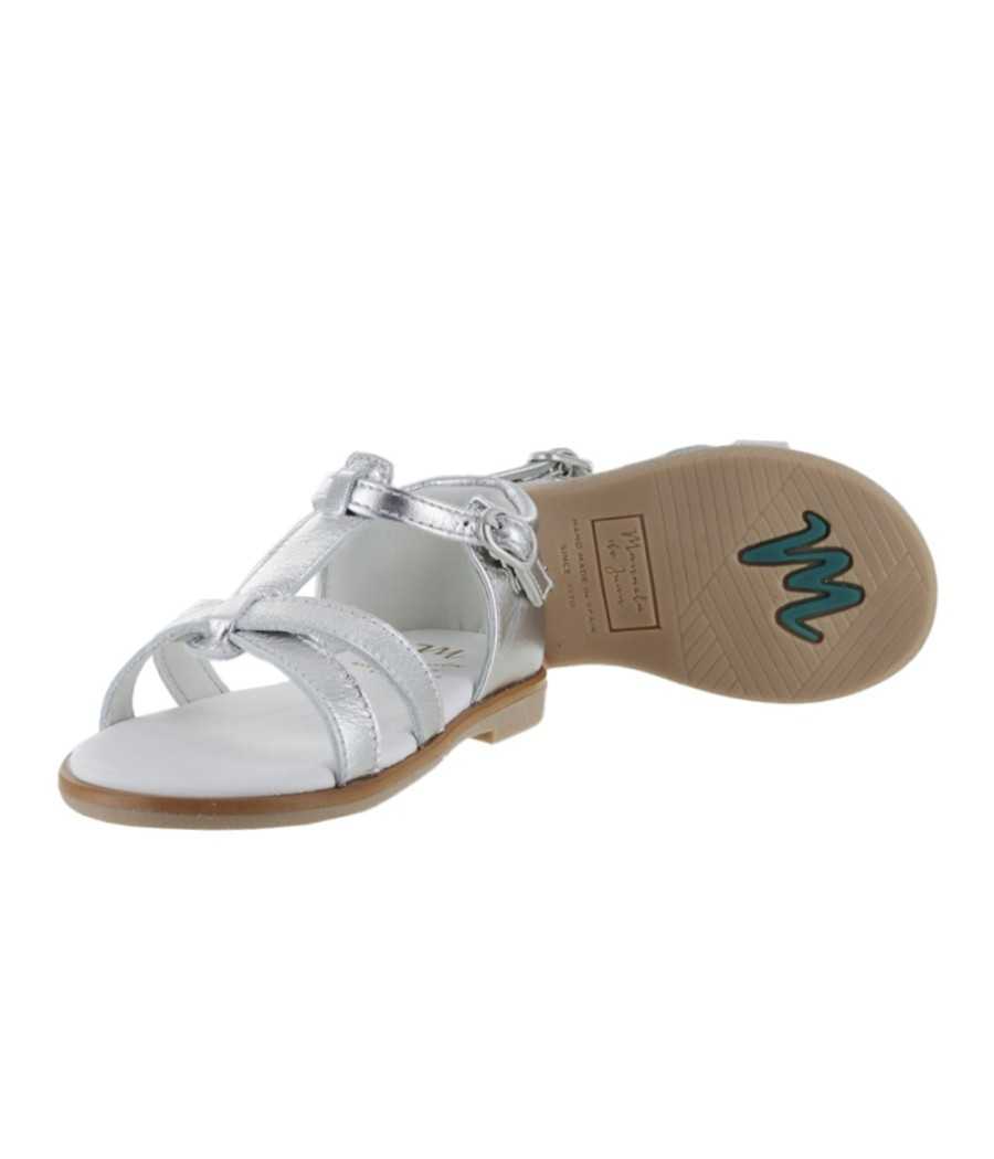 Sandal Claire silver metallic leather| Manuela de Juan