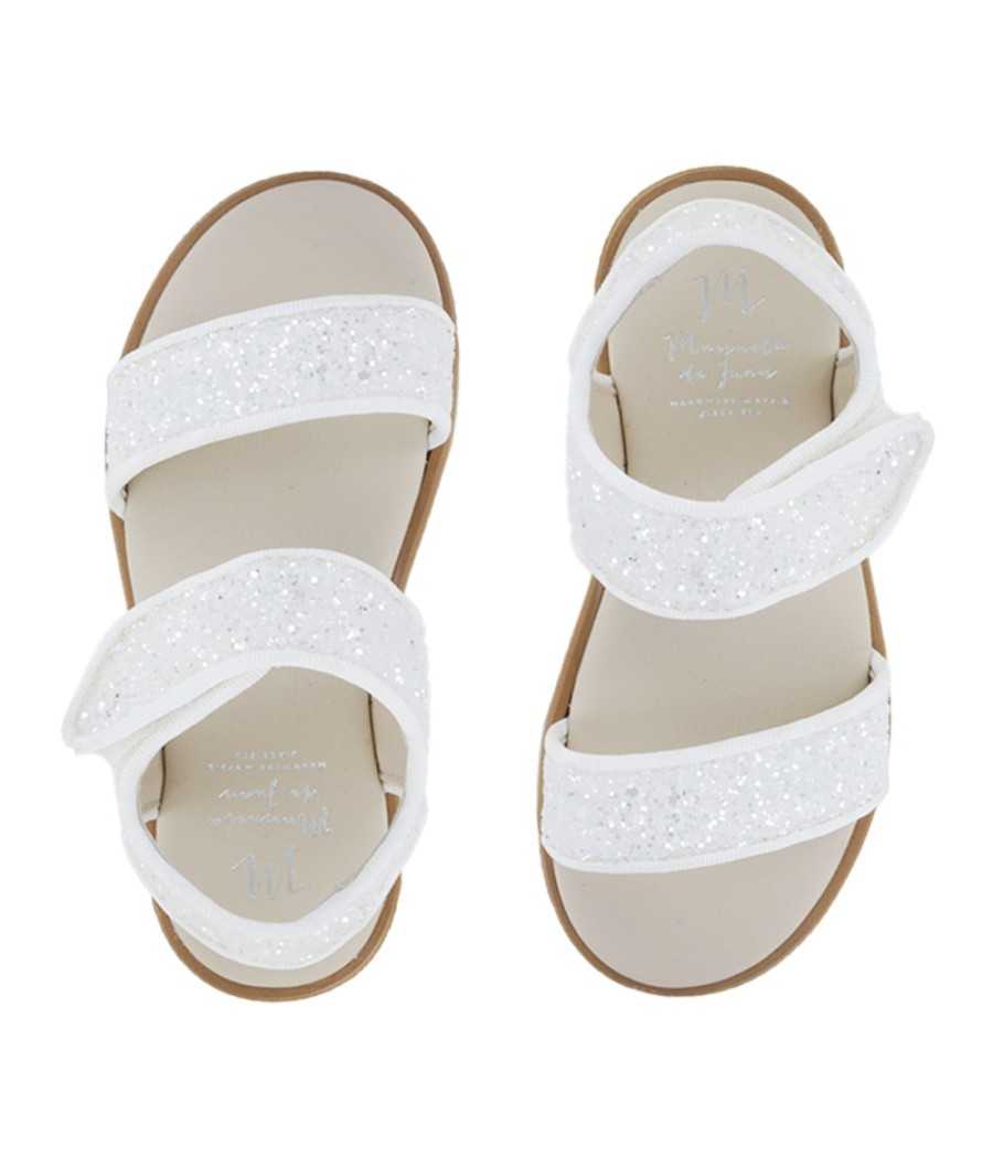 Sandal Vanessa white glitter leather| Manuela de Juan