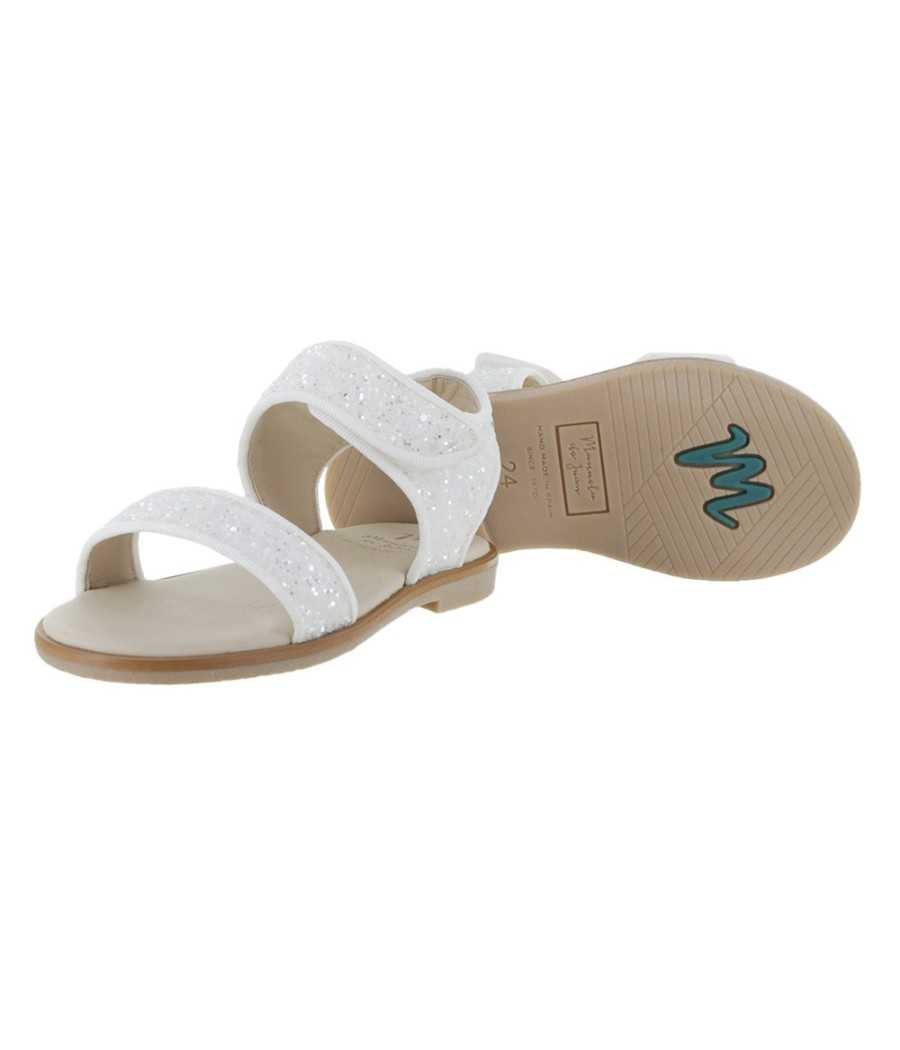 Sandal Vanessa white glitter leather| Manuela de Juan