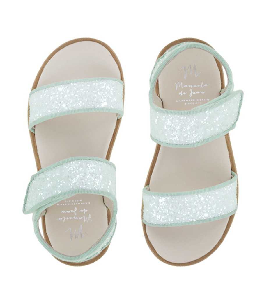 Sandal Vanessa green glitter leather| Manuela de Juan
