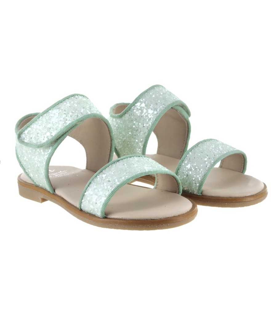 Sandal Vanessa green glitter leather| Manuela de Juan Sandal Vanessa green glitter leather| Manuela de Juan