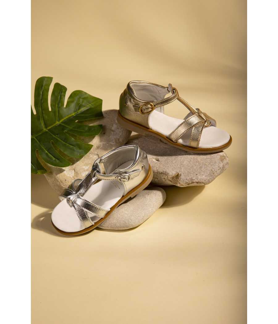Sandal Claire silver metallic leather| Manuela de Juan