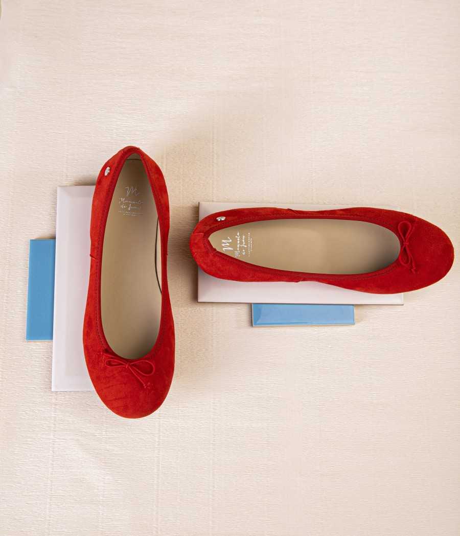 Ballerina Priscilla red suede leather| Manuela de Juan
