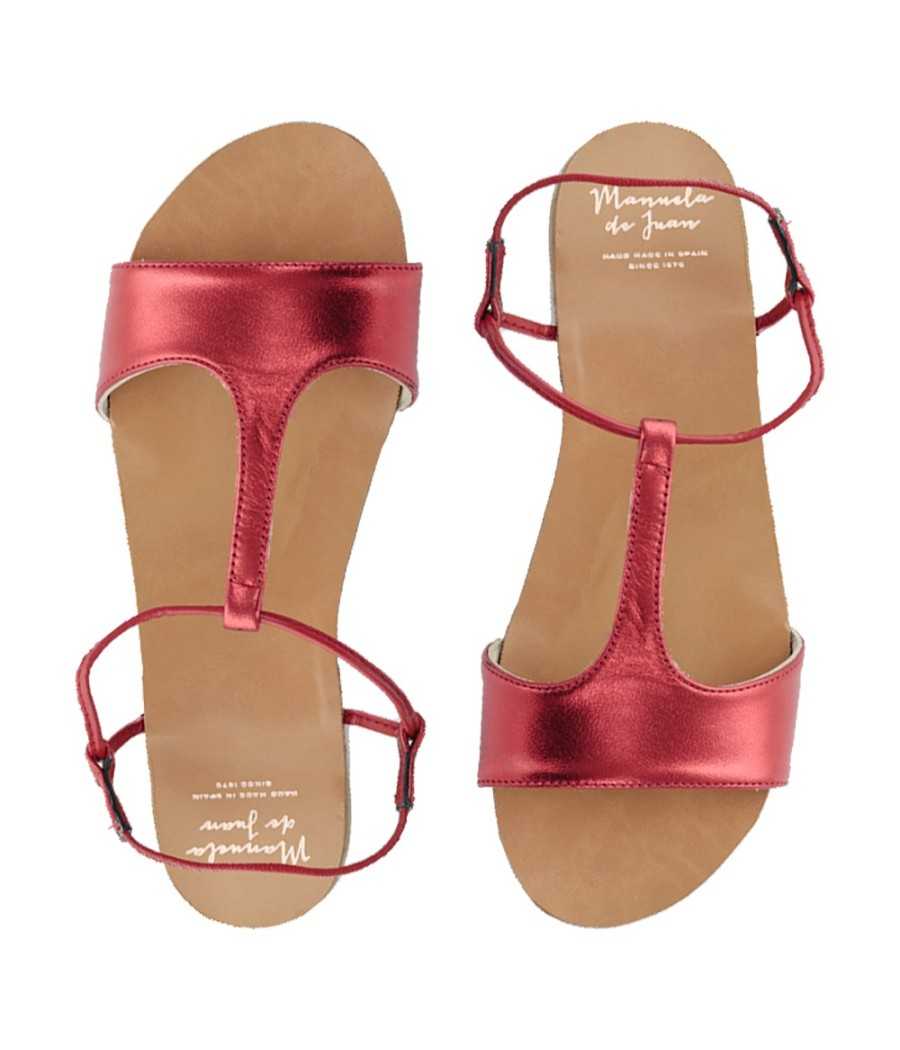 Sandals Mikonos in red metallic leather| Manuela de Juan Sandals Mikonos in red metallic leather| Manuela de Juan