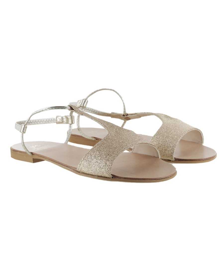 Sandal Mikonos platinium glitter leather | Manuela de Juan Sandal Mikonos platinium glitter leather | Manuela de Juan