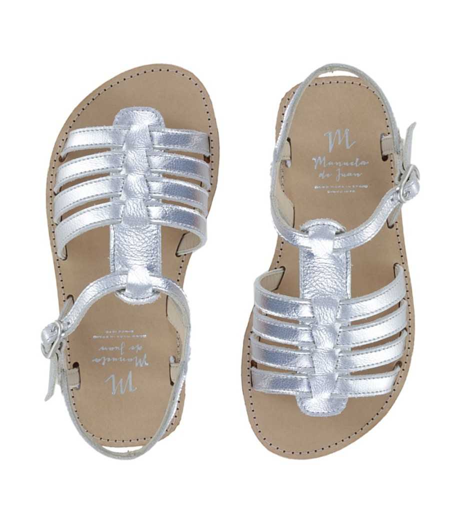Sandal Spartiate silver leather| Manuela de Juan