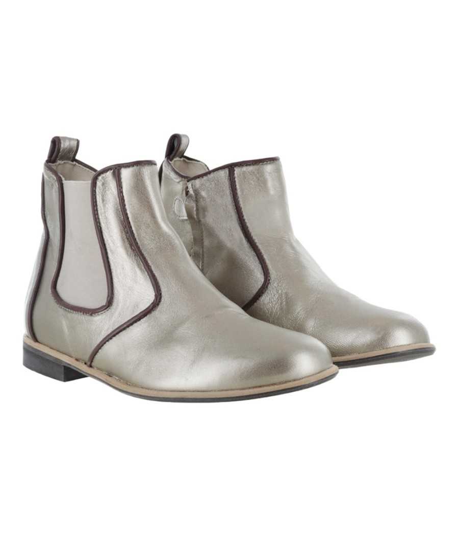 Botines Andrea en piel platino | Manuela de Juan