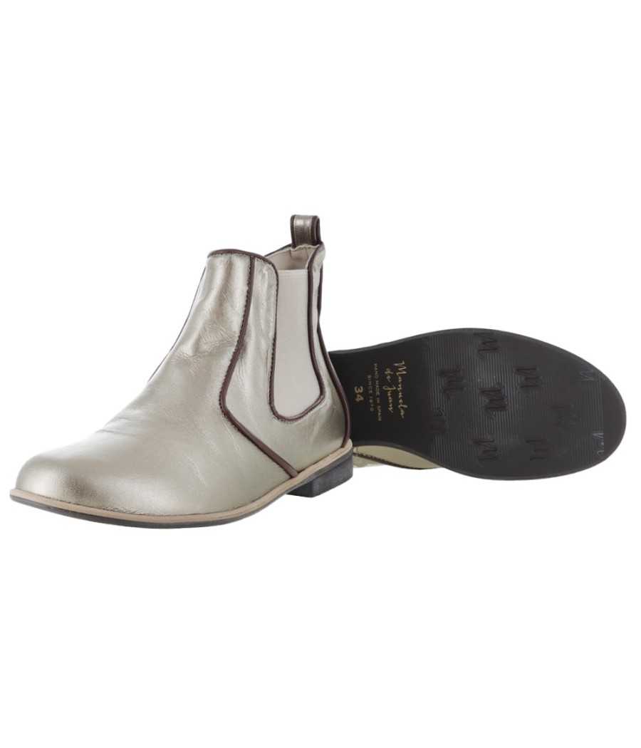 Ankle boots Andrea in platinum leather| Manuela de Juan