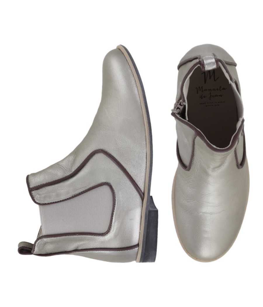 Botines Andrea en piel platino | Manuela de Juan