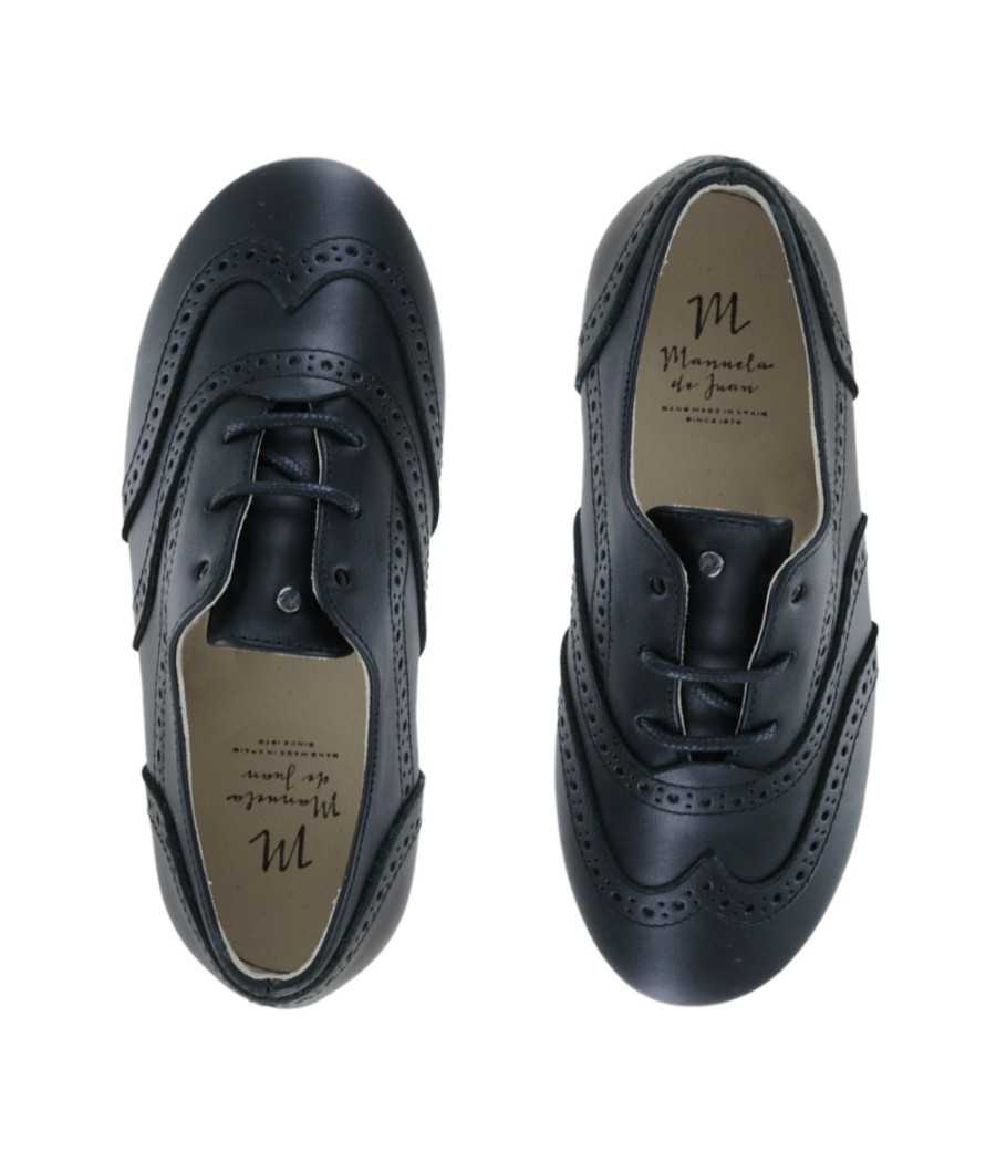 Zapato con cordones en piel negro| Manuela de Juan