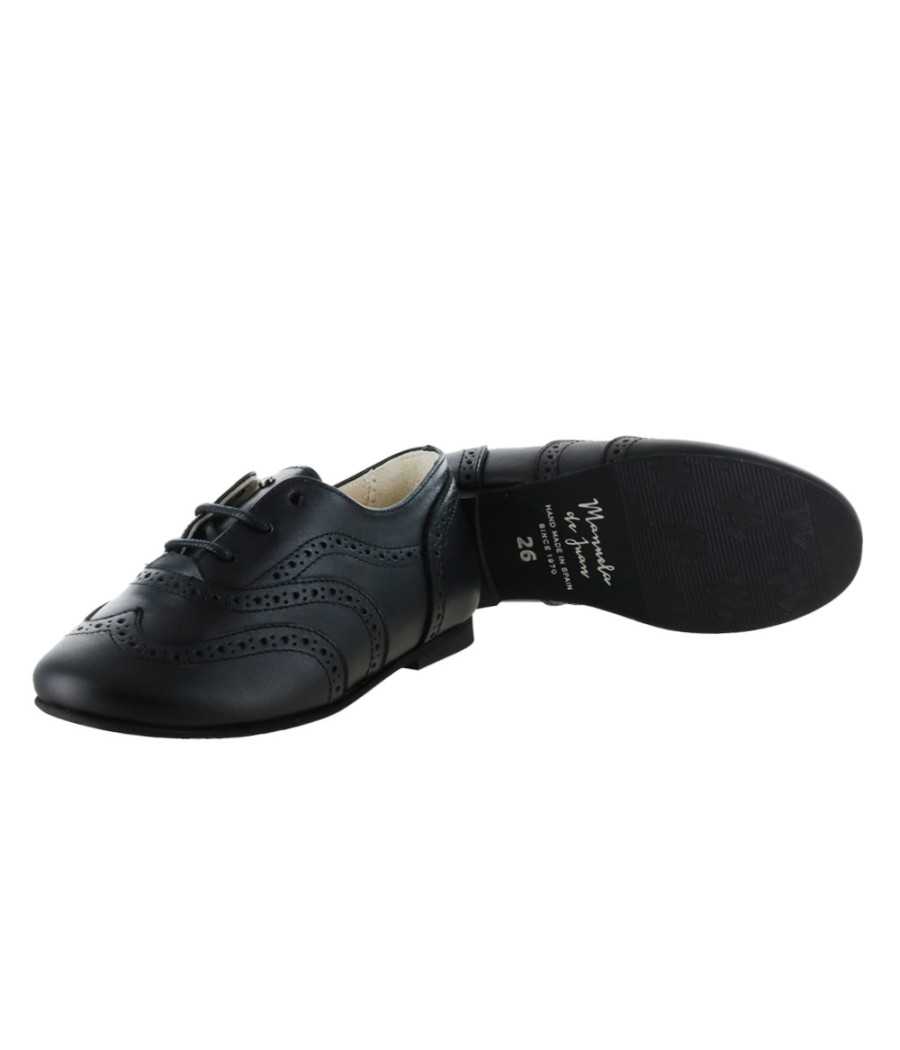 Zapato con cordones en piel negro| Manuela de Juan
