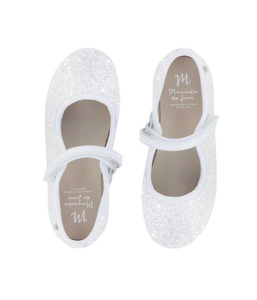 Mercedita Robine blanco con purpurina| Manuela de Juan