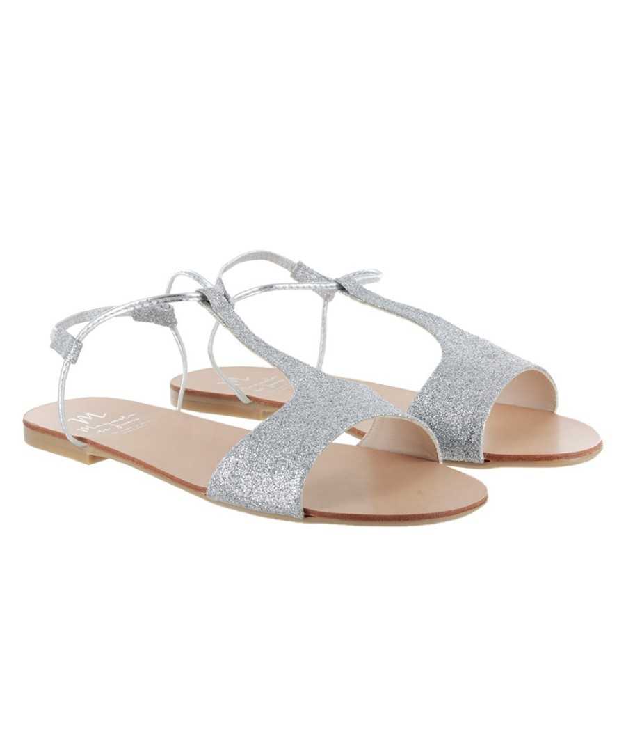 Sandal Mikonos silver glitter leather | Manuela de Juan Sandal Mikonos silver glitter leather | Manuela de Juan