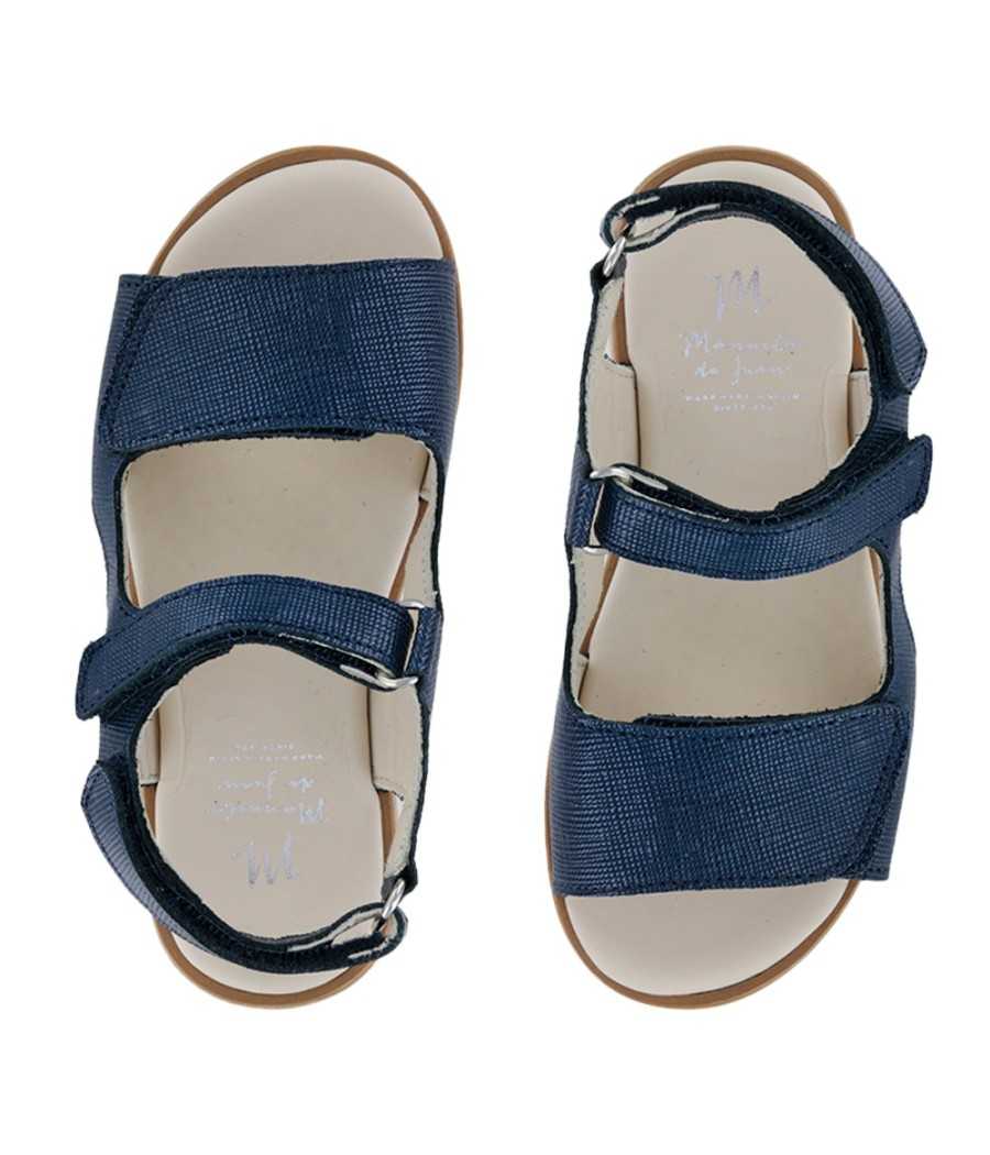 Sandalia Hebe en piel azul|Manuela de Juan