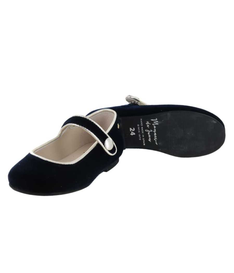 Mary-Jane Robine marine velvet leather| Manuela de Juan