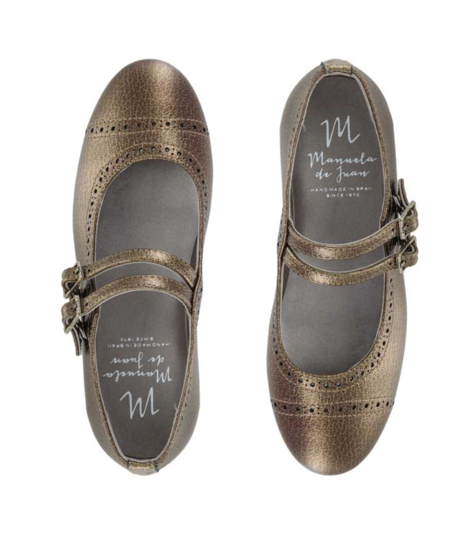 Mercedita Morley bronce en piel metalizada| Manuela de Juan