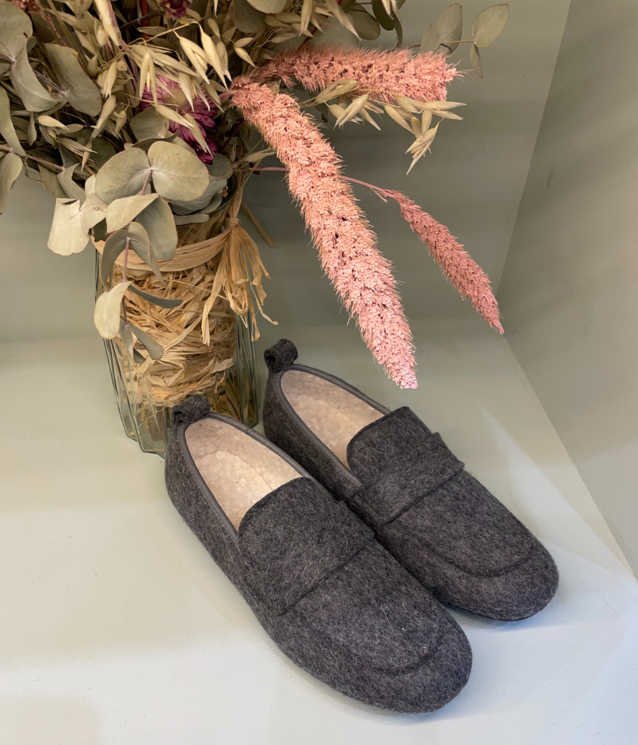Zapatillas de estar por casa Smooth gris lana |Manuela de Juan
